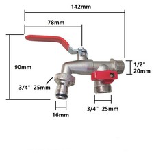Garden Outdoor Tap 2-Way Double Outlet Lever Zinc Alloy 1/2"-3/4" BSP