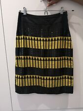 Holly Fulton x ASOS Yellow and Black Silk & Cotton Knee Length Pencil Skirt UK8