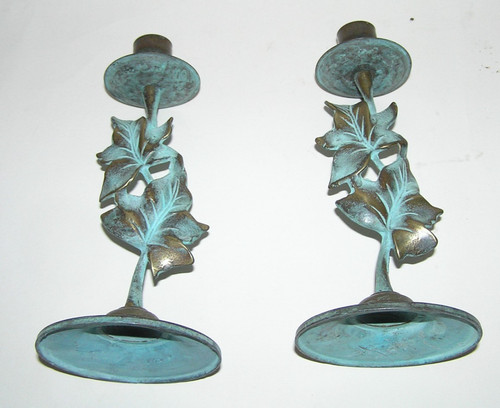 Pair brass candlesticks - brass,