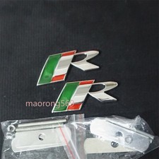 2x Silver Cyan Chrome R Metal