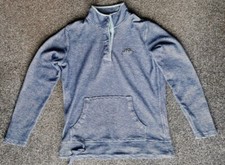 Musto Signature Jumper Pullover 1/4 Button Sweater Blue Size 10 Waffle Knit