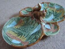 George Jones type  Majolica Squirrel Nut Chestnut Leaf Majolica Bowl Dish 