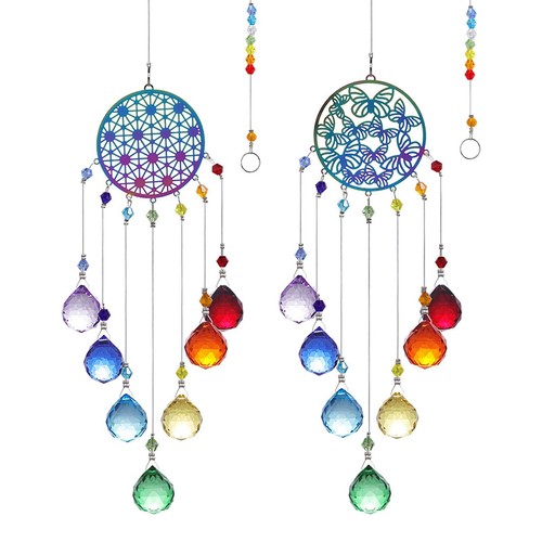 Hanging crystal wind chime - hanging, sun