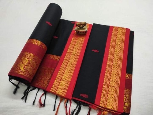 Black gadwal silk cotton - silk, saree