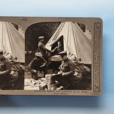 WW1 Military Stereoview C1916 Real Photo Field Post Office Royal Engineer Writes