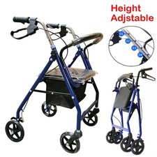 Folding Rollator Walker Lightweight Disability Aid Mobility 4 Wheels With Seat
