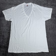 Vintage Hanes T-Shirt Men’s 2XL 50-52 White Short Sleeve V-Neck Single Stitch