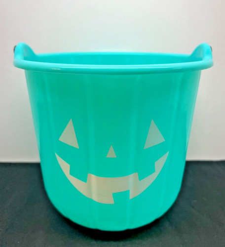 Teal pumpkin bucket with white - teal,
