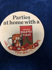 ADVERTISING GROVES DRAUGHT BITTER PARTY CAN GIANT BEER MAT 9" - 23 cm Dia Ex Con