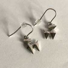 Sterling silver Cat shaped dangle hooks earrings