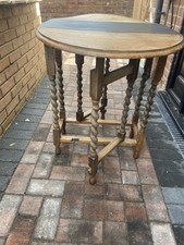 1930s Vintage Oak Barley Twist Drop Leaf Gate Leg Table