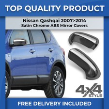 FITS NISSAN QASHQAI 2007>14 SATIN CHROME DOOR WING MIRROR COVERS TRIMS ACCESSORY