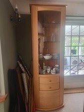 Display cabinet with glass doors and interior lights
