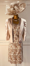 Jacques Vert Oyster Lace Overlay Dress UK 10 & Shantung Edge To Edge Jacket  12