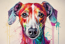 Whippet splash watercolour