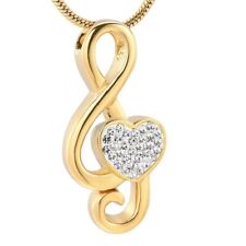 Music Note Cremation Ashes Necklace Jewellery Memorial Urn Pendant Keepsake UK