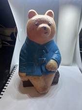 VTG 70s Filmfair Ltd 1979 Paddington Bear - Piggy Bank Money Box - Blue Coat