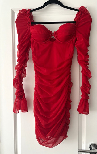 Polly red ruched mesh mini - oh,