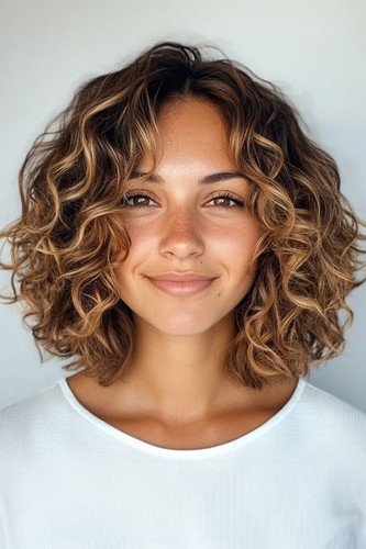 Short wavy ombre brown bob - short,