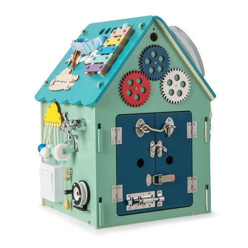 Wooden busy house toy - wooden,