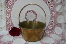 ANTIQUE VINTAGE SOLID BRASS JAM PRESERVE PAN COOKING JARDINIERE POT HEAVY  OLD