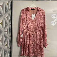 Zara Pink Floral Satin Dress
