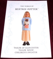 BEATRIX POTTER - TAILOR MOUSE SWEATER - ALAN DART KNITTING PATTERN DK 5-12