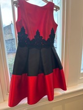 Designer red black cocktail dress