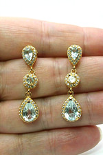 Silver Earrings Topaz Natural