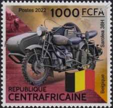 WWII 1938 SAROLEA 38H & Sidecar Belgian Military Motorcycle Motorbike Stamp 2022
