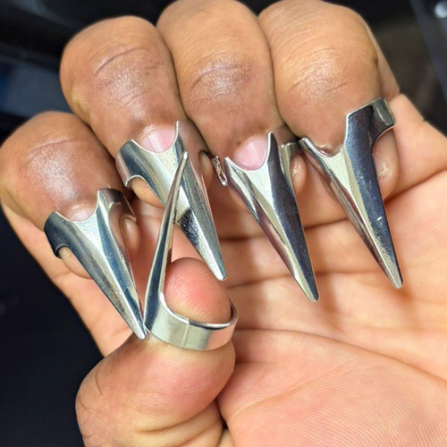 Metallic silver long claw - metallic,