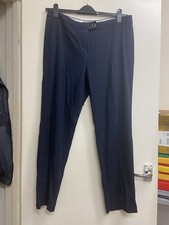 Woman’s M&S Navy Mix Trousers Size 16 Regular Zip Fly Popper & Button Waist Gc