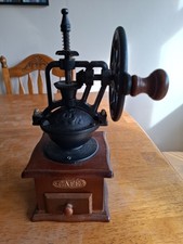 Vintage Manual Coffee Grinder - Iron And Wood