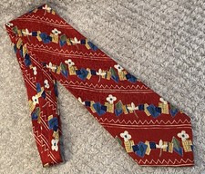 VAN BUCK ENGLAND Multi Colour Patterned 100% Pure Silk Tie Men's - MINT - M0114