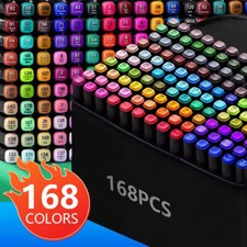 168 Colour Dual Tip Twin Marker Pen Set For Copic Posca Drawing Artist Sketch