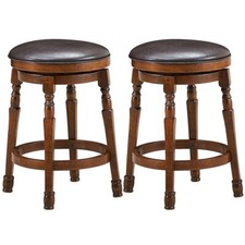 Set of 2 Bar Stools Kitchen Counter Height Pub Chair 360 °Swivel 24"/62cm Tall