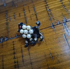 Antique Black Poodle Brooch