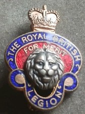 Royal British Legion For Merit Enamal Badge Number K160 Original As Seen 