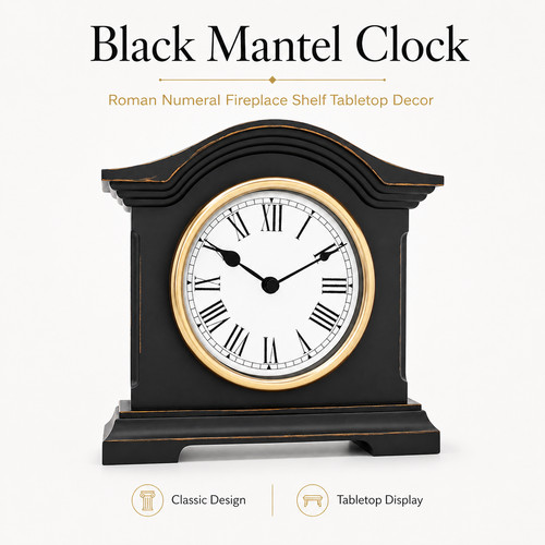 Falkenburg black mantel clock - mantel,