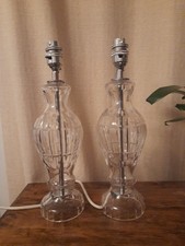 Pair Crystal Glass Lamp Bases