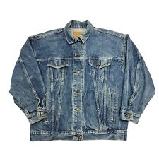 Vintage Levi's Denim Trucker Jacket 77930 White Tab Blue Womens L Made in USA