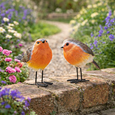 2pc Red Breast Robin Outdoor