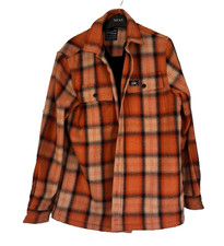 Superdry Fleece Lined Shacket Check Sherpa Over Shirt Jacket Orange Lumberjack M