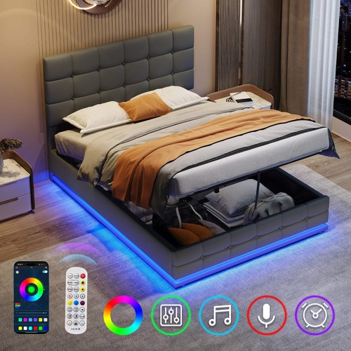 Ottoman double bed with led - ottoman,