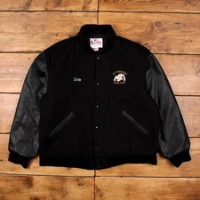 Vintage GAME Bomber Jacket XL 90s Leather Pitsburgh Police USA Made Black