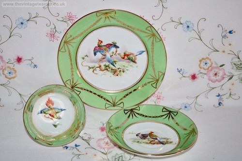 Antique game birds tea - antique,