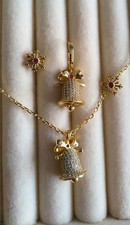 Christmas Necklace And Earrings With Bell and Snowflake