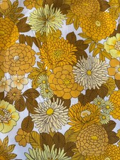 Vintage Pair Burgess Ledward ‘Ashover’ Flower Power Floral Curtains Mid Century