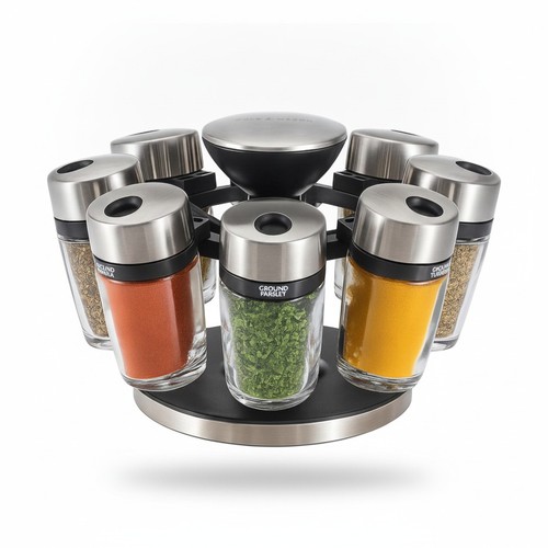 Herb spice carousel rack jar - herb,