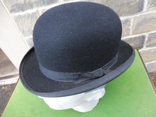 Vintage LOCK & CO black wool bowler hat adjustable
